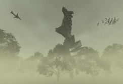 tower whit fog